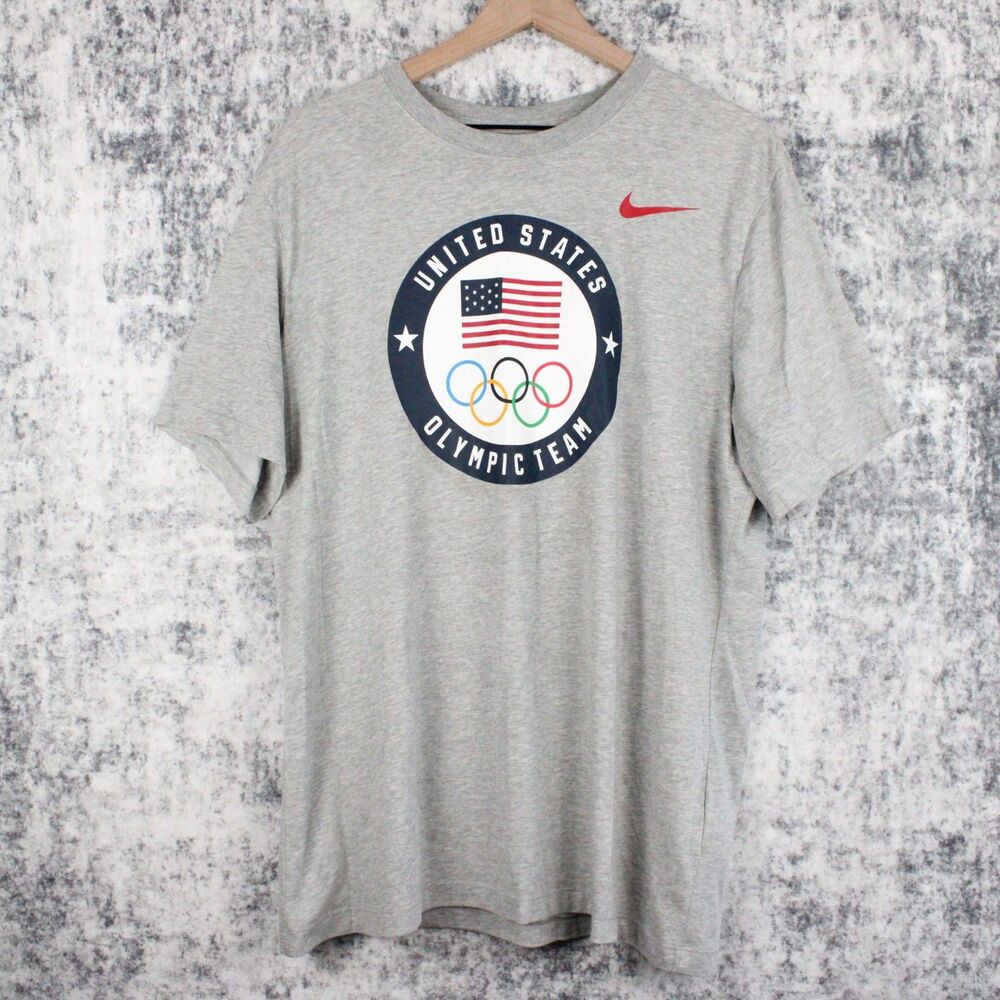 Nike Dri-Fit Men's size Large Team USA Olympics Gray T Shirt CN1472-063